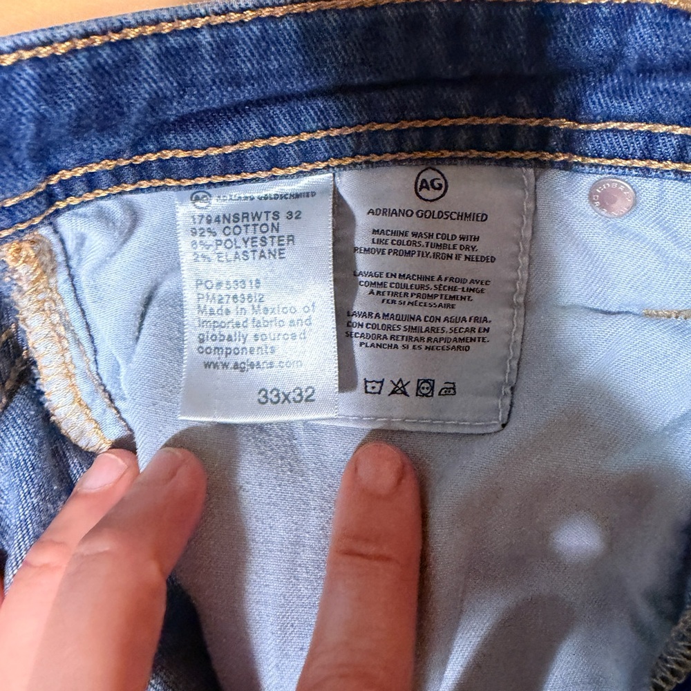 AG Everett Slim Straight Blue Jeans 33x32